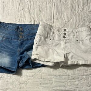 Tinseltown High Waist Denim and White Shorts